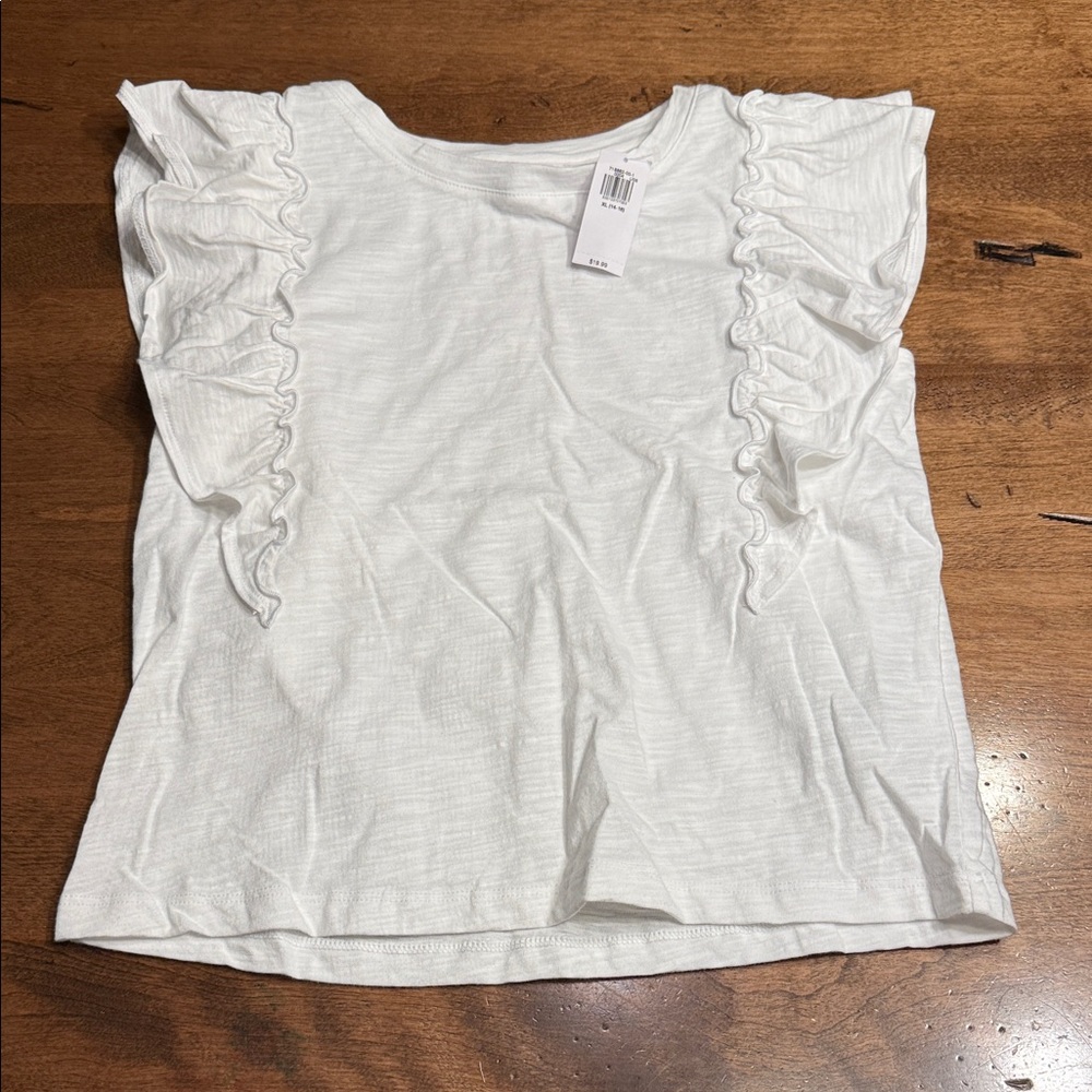 Old Navy White Ruffle Sleeve Top
